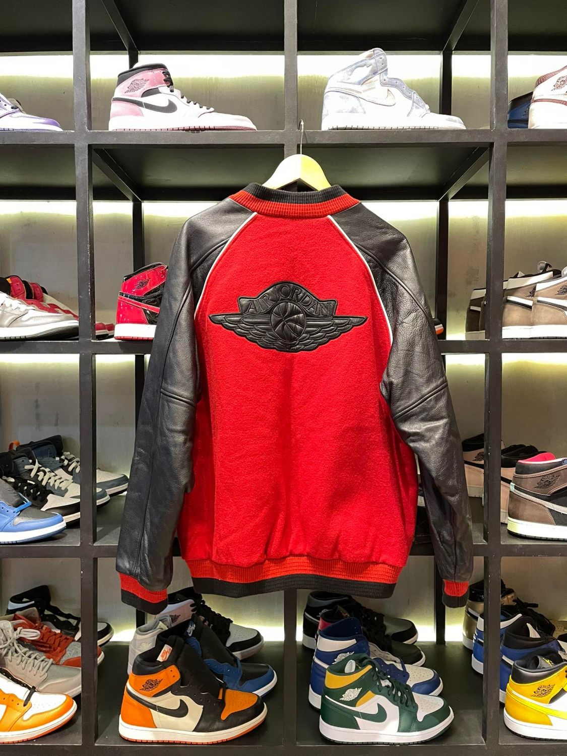 Jordan leather letterman on sale jacket