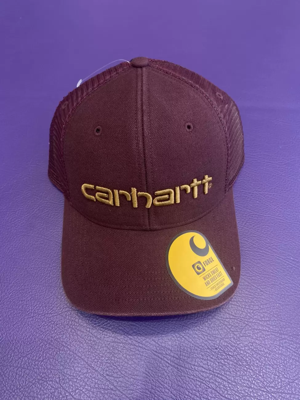 31300 - Carhartt Maroon Canvas Mesh-back Logo Graphic Cap | Item ...
